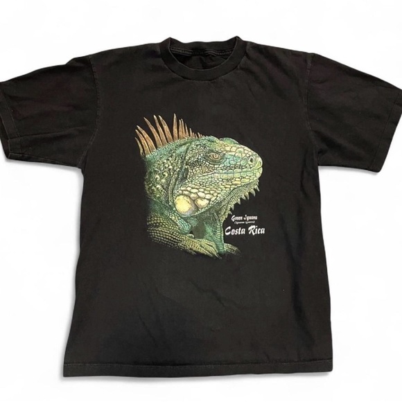Vintage Other - Vintage Costa Rica Green Iguana Graphic T-Shirt Black